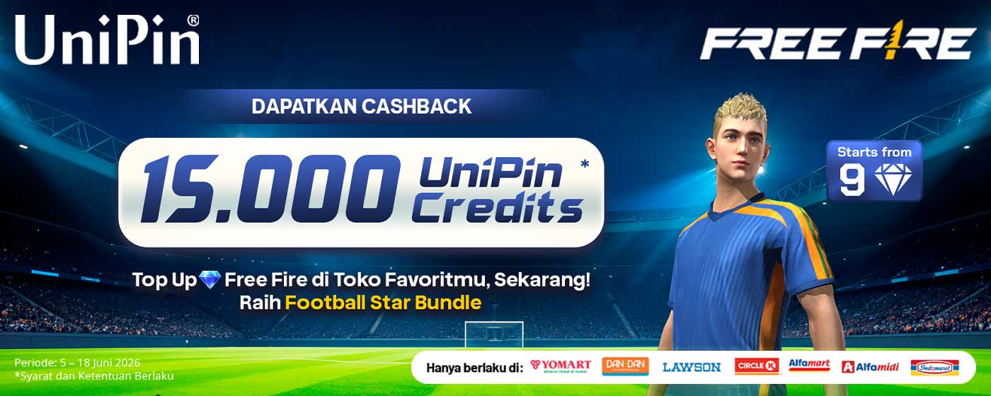 Sambut Demam Sepak Bola! Top Up Free Fire dan Raih Football Star Bundle serta Cashback Hingga 15.000 UniPin Credits